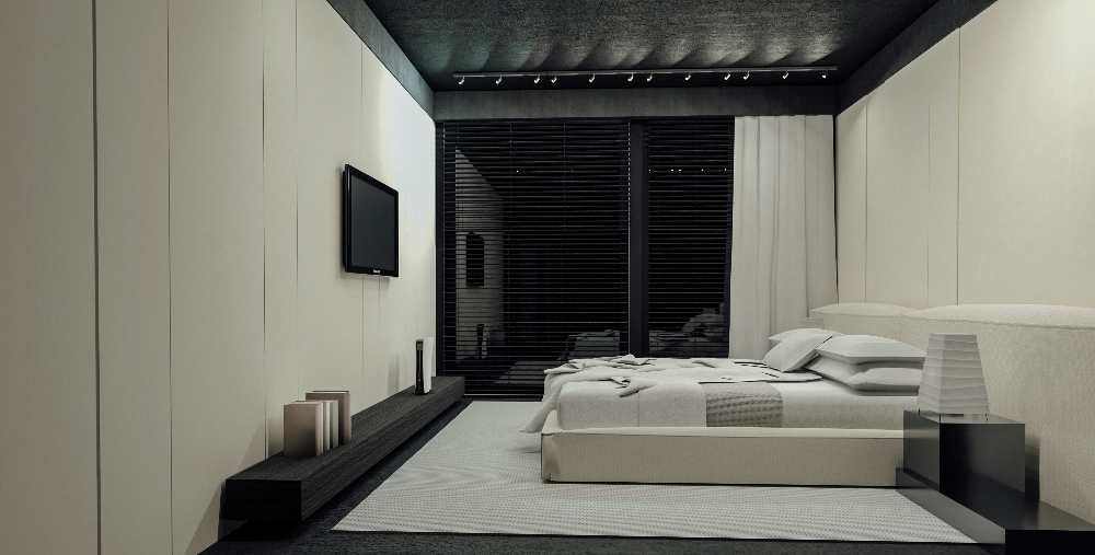 Neutral bedroom with layered textiles